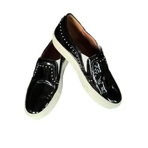 Givenchy Black Patent Leather Silver Tone Studded Sneakers Sz 36.5 US Sz6